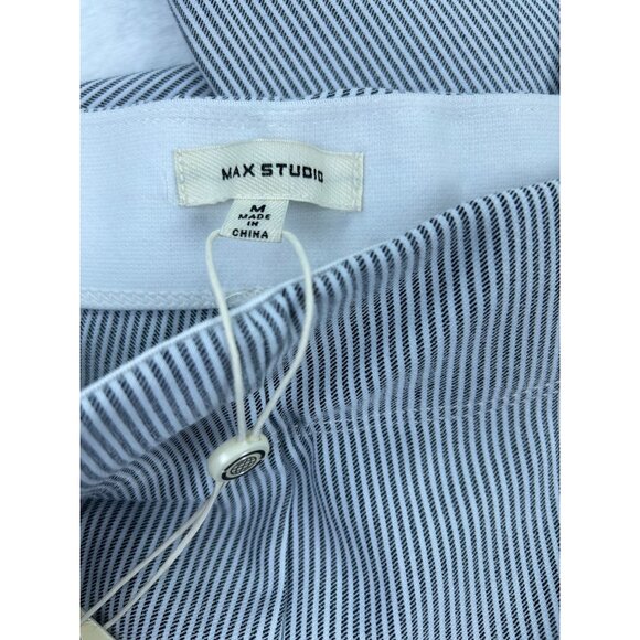NWT Max Studio Womens Straight Leg Pant  Blue & White Elastic Waist Pants Medium - Picture 8 of 13